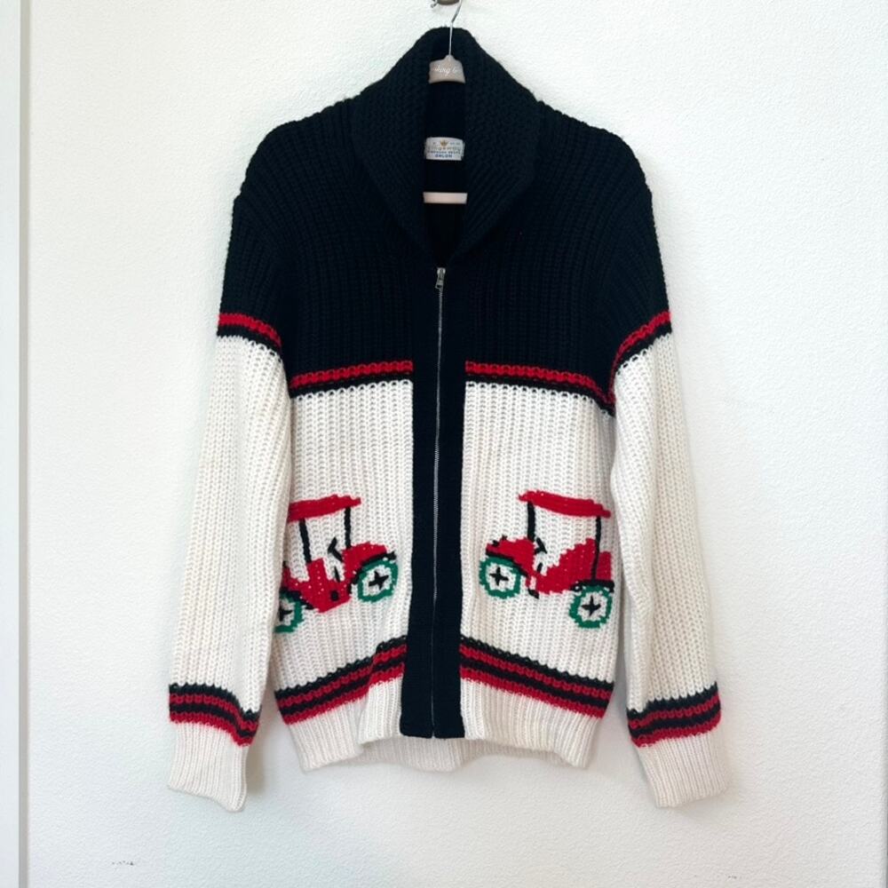 Vintage Simpsons Sears Cowichan Cardigan Knit Sweater 60s/70s Men’s M‎ (38-40)